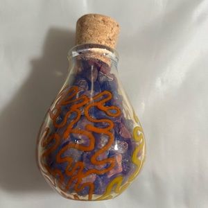 Glass jar with agates